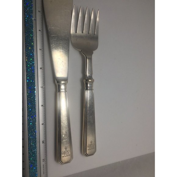 Art Deco Mappin & Webb SterlingFish Fork & Slice Persian Royal Crest C 1948 RARE - Picture 2 of 11